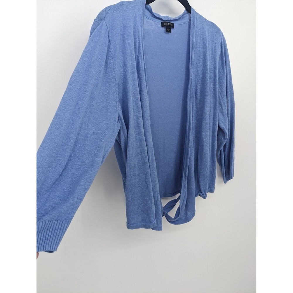 J Jill Wearever Collection Sweater Womens XL Blue Linen Blend Drape Front Wrap - Picture 3 of 11